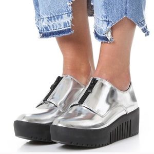 Opening Ceremony Metallic Silver Leather Platform